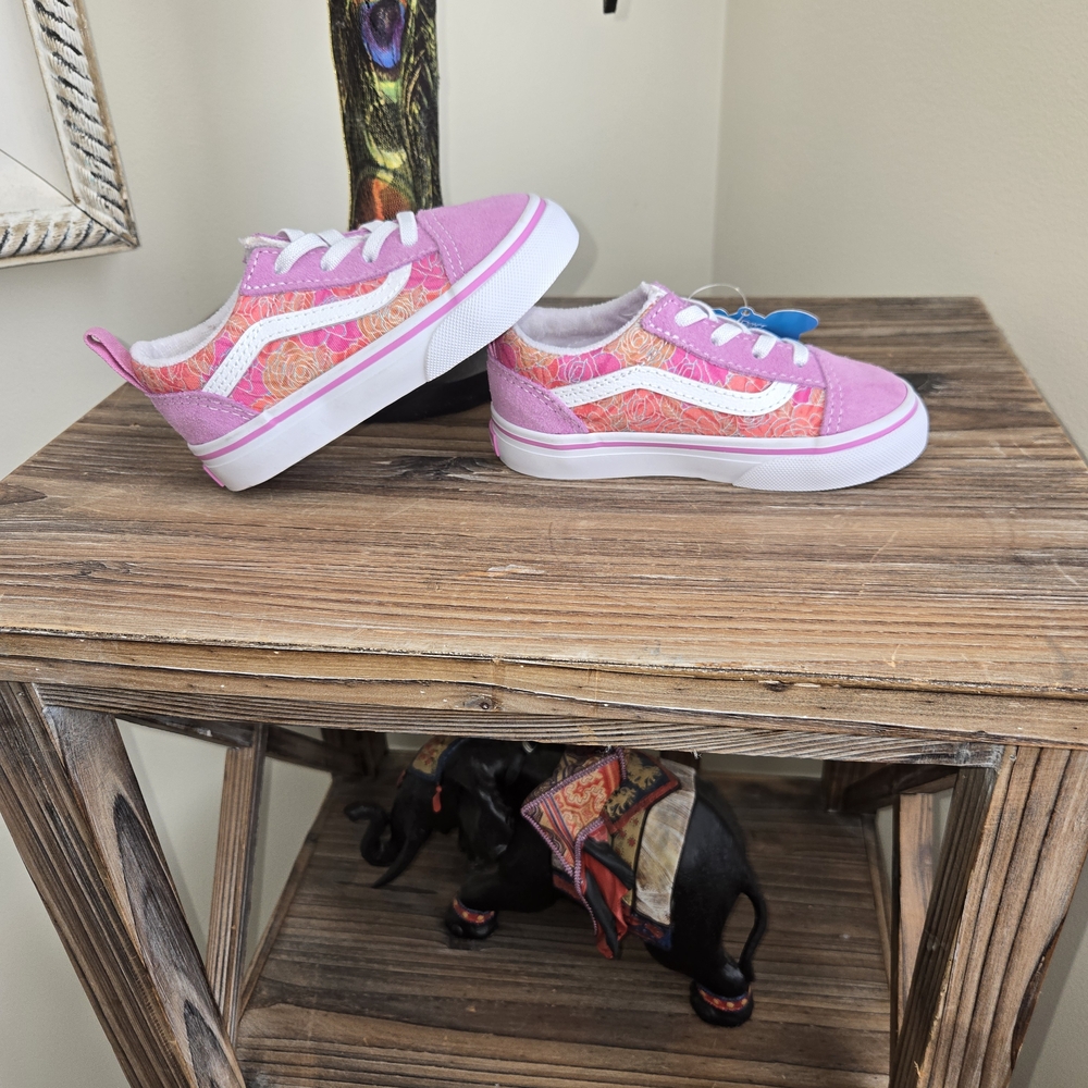 Vans Kids Pink & White Low Top Sneakers